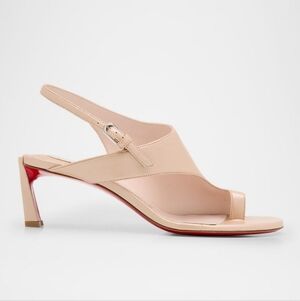$1,195 Christian Louboutin Viva Condora 55 Asymmetrical Sandal Beige EU 39 US 9